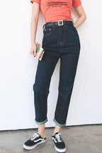 Damen High-Waist Straight-Leg-Jeans