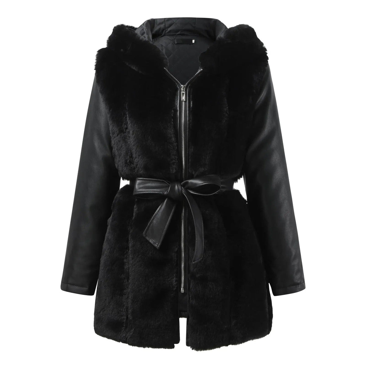 Stilvolle Kunstlederjacke mit Kunstfellkragen