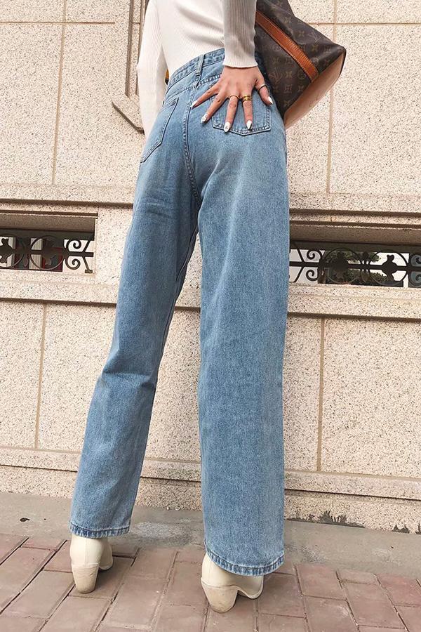 High-Waist Straight-Leg-Jeans