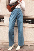 High-Waist Straight-Leg-Jeans