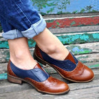 Oxford-Schuhe mit Farbblock-Design und Blockabsatz