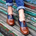 Oxford-Schuhe mit Farbblock-Design und Blockabsatz
