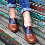 Oxford-Schuhe mit Farbblock-Design und Blockabsatz