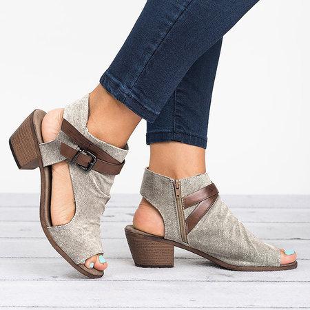 Sandalen aus Canvas mit Reißverschluss und offener Zehenpartie