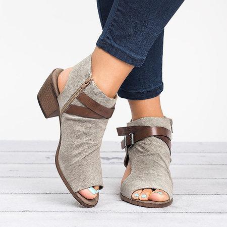 Sandalen aus Canvas mit Reißverschluss und offener Zehenpartie