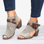 Sandalen aus Canvas mit Reißverschluss und offener Zehenpartie