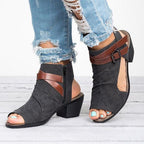 Sandalen aus Canvas mit Reißverschluss und offener Zehenpartie