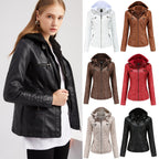 Moderne Lederjacke mit Kapuze