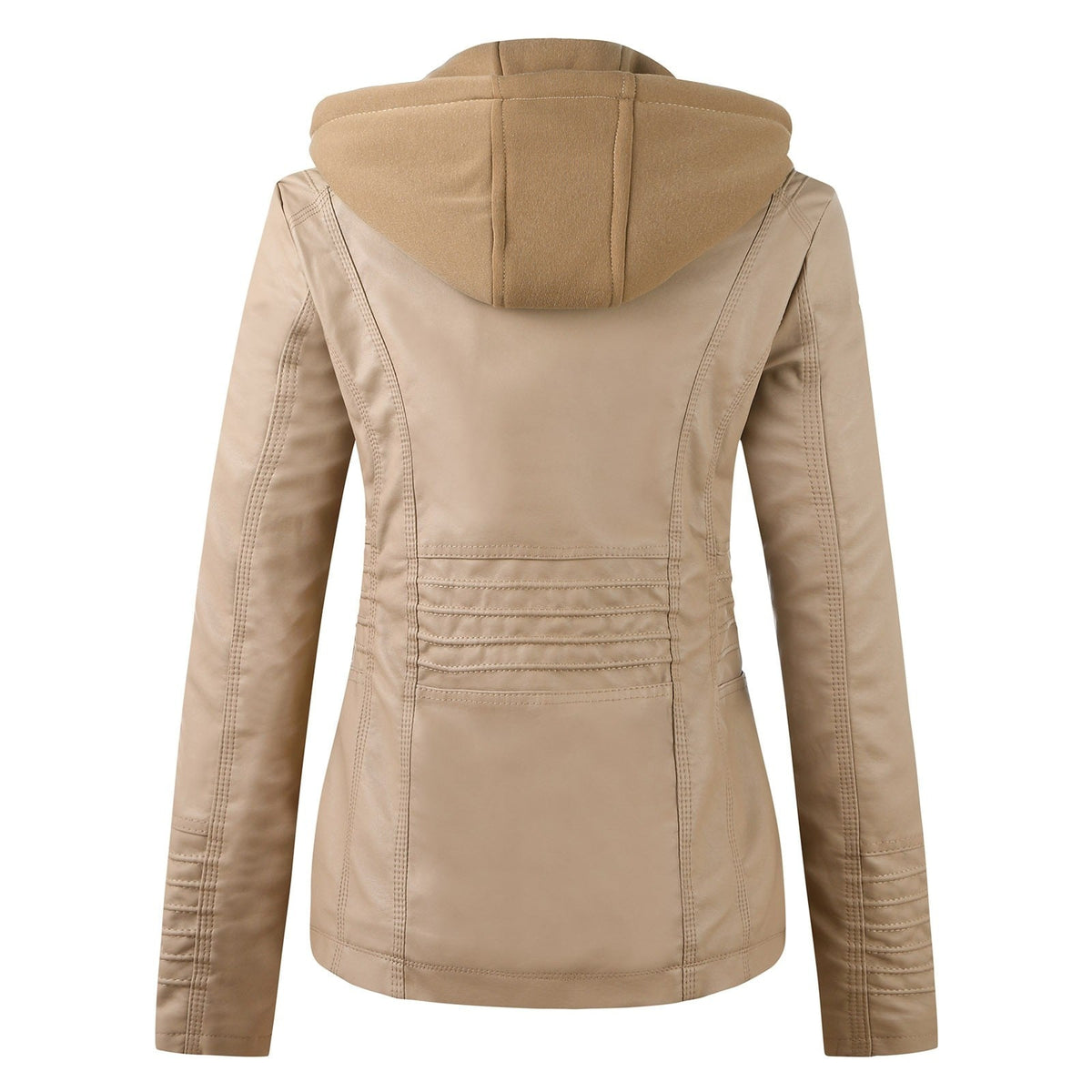 Moderne Lederjacke mit Kapuze