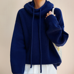 Damen Strickpullover mit weitem Rollkragen und Kordelzug