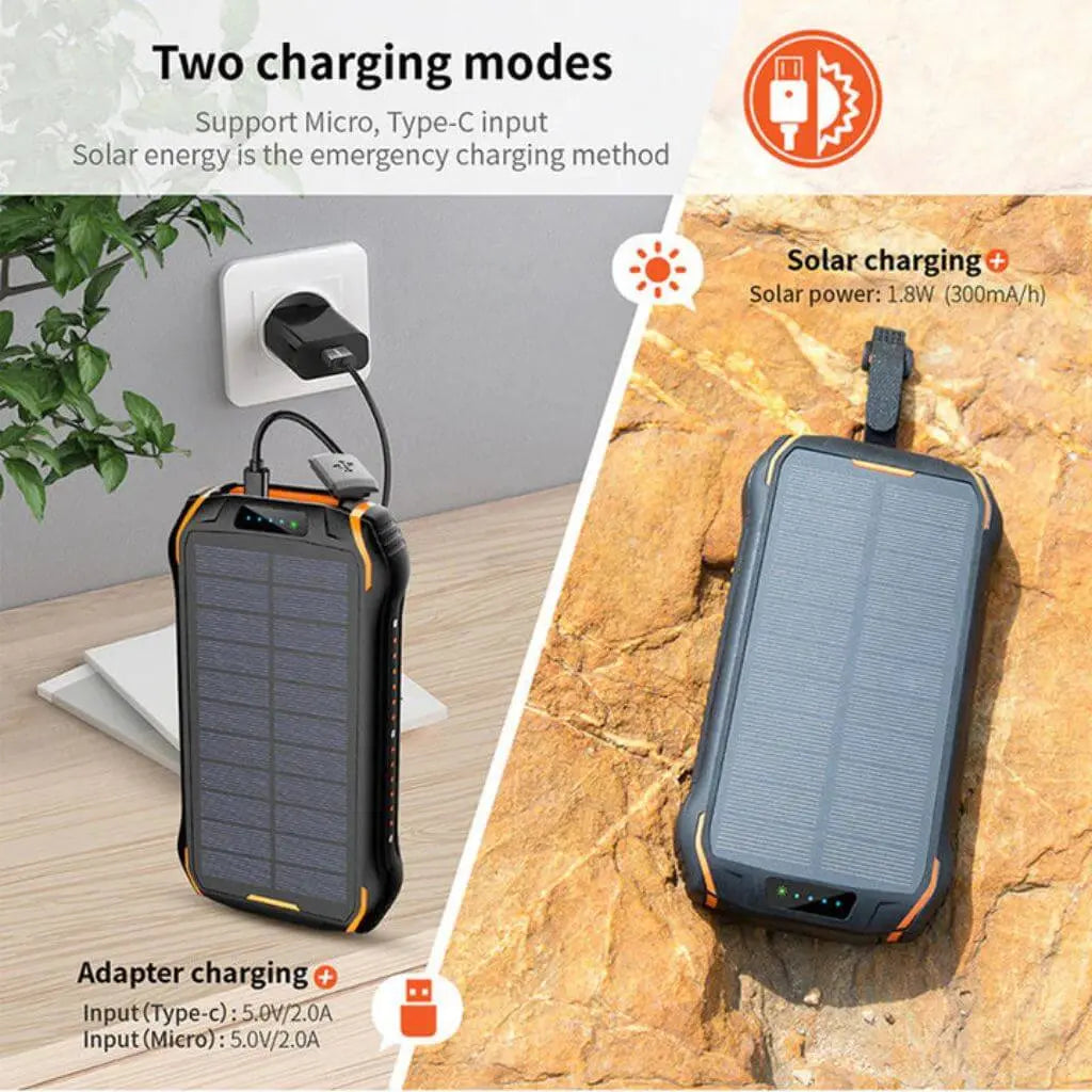 Solarenergie Powerbank – Tragbares Ladegerät inklusive hoher Kapazität