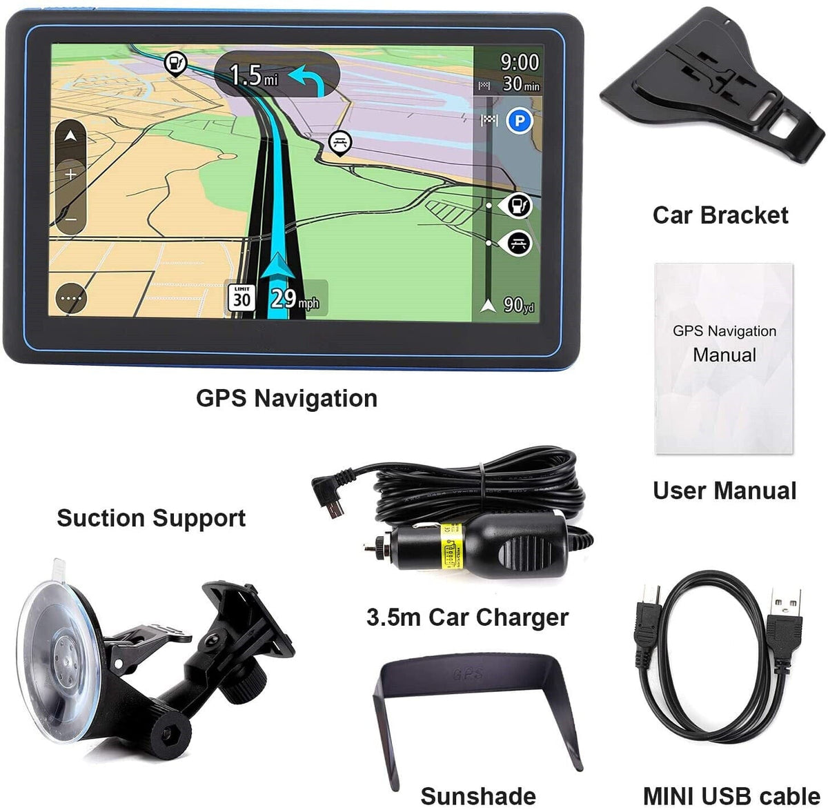 7 Zoll GPS-Navigationssystem – Zuverlässige Routenführung für Auto sowie Lkw