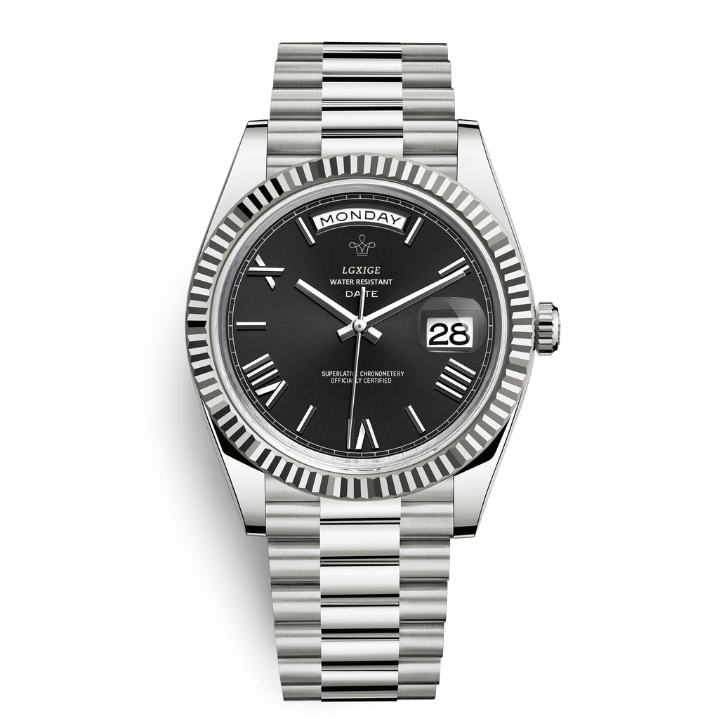 Automatische Herrenarmbanduhr mit Tages- und Datumsanzeige – Klassisch und Elegant
