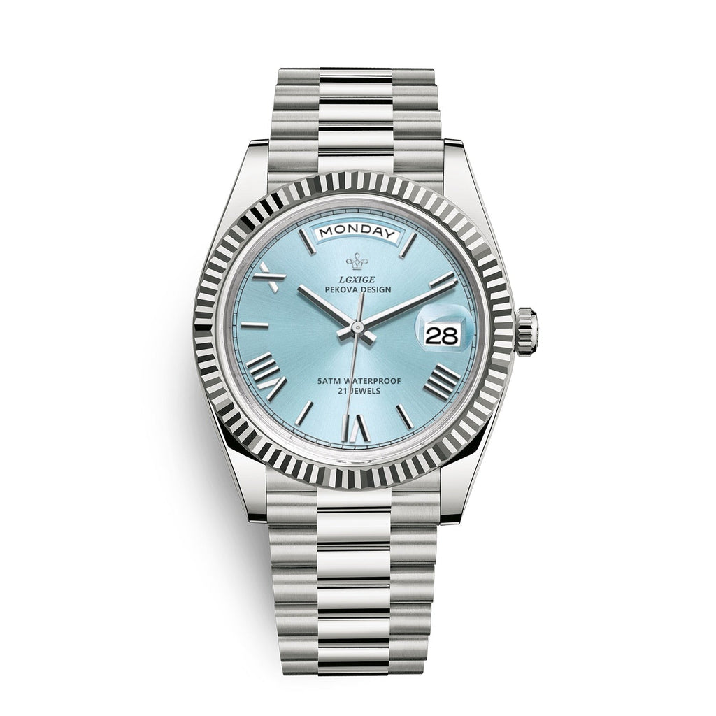 Automatische Herrenarmbanduhr mit Tages- und Datumsanzeige – Klassisch und Elegant