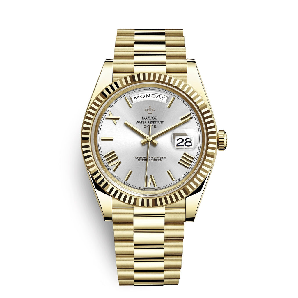 Automatische Herrenarmbanduhr mit Tages- und Datumsanzeige – Klassisch und Elegant