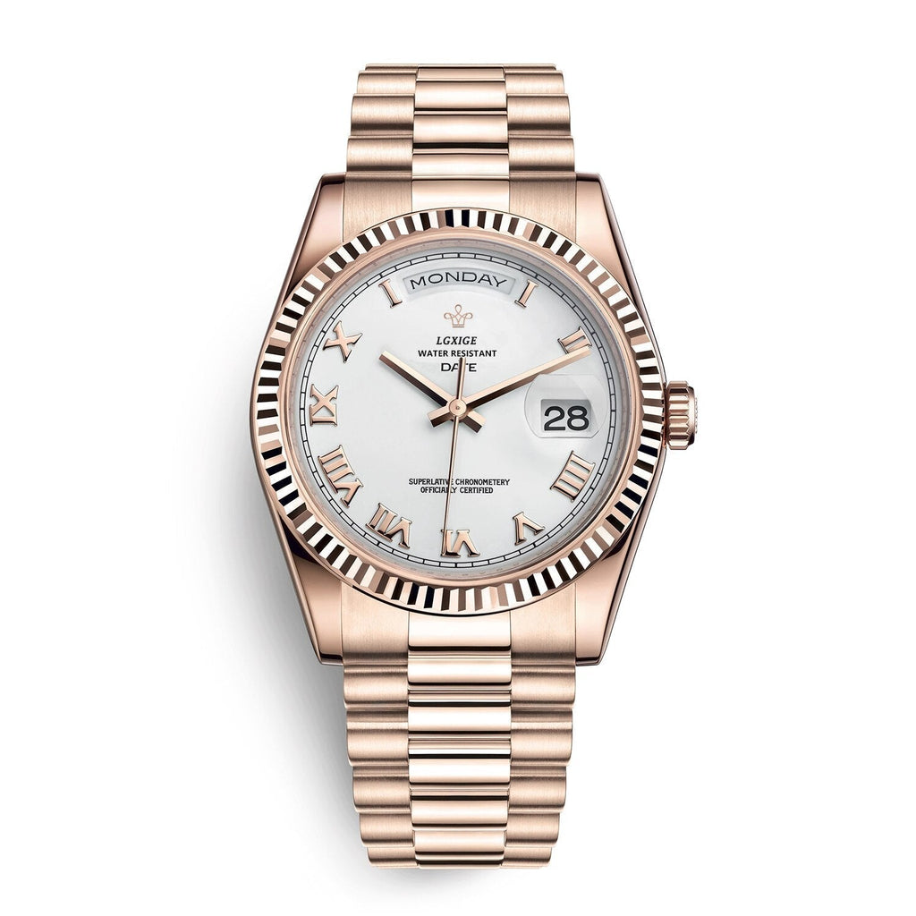 Automatische Herrenarmbanduhr mit Tages- und Datumsanzeige – Klassisch und Elegant
