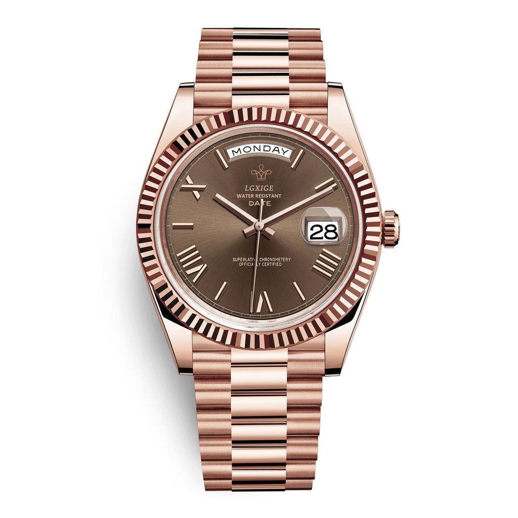 Automatische Herrenarmbanduhr mit Tages- und Datumsanzeige – Klassisch und Elegant
