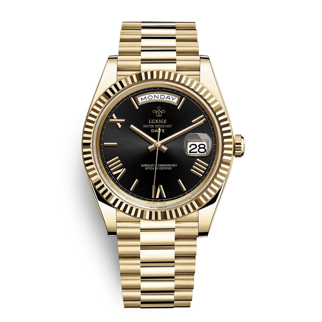 Automatische Herrenarmbanduhr mit Tages- und Datumsanzeige – Klassisch und Elegant