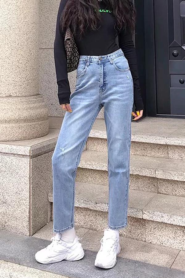 High-Waist Straight-Leg-Jeans