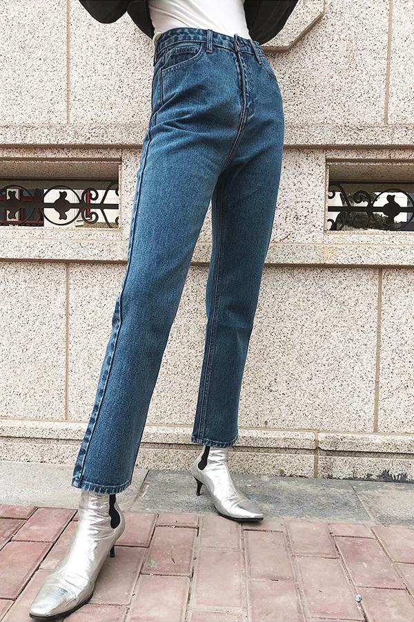 Straight-Leg-Jeans für Damen – Blau