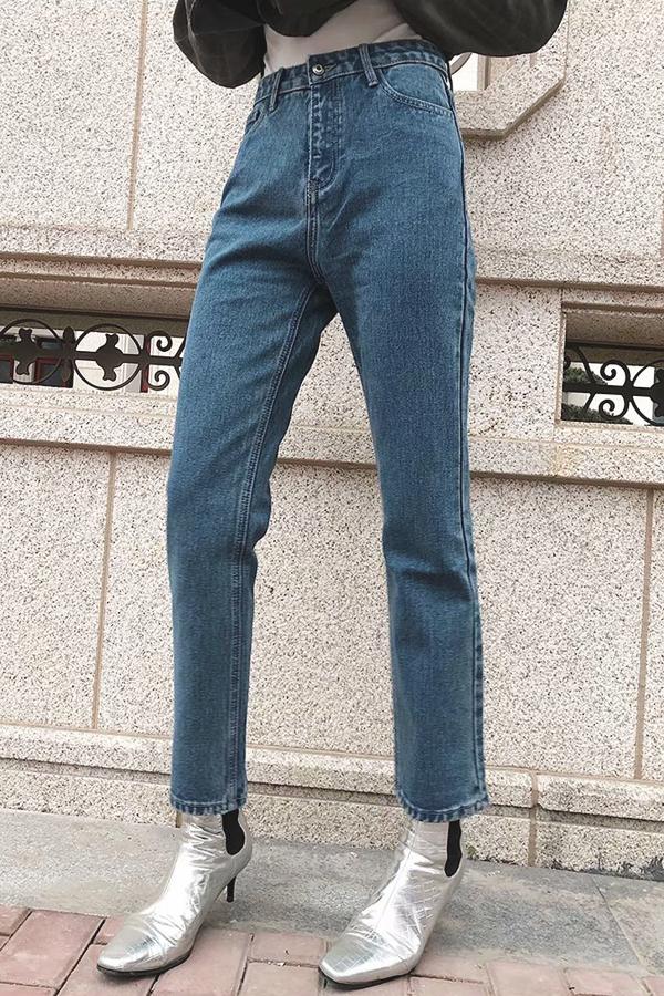 Straight-Leg-Jeans für Damen – Blau