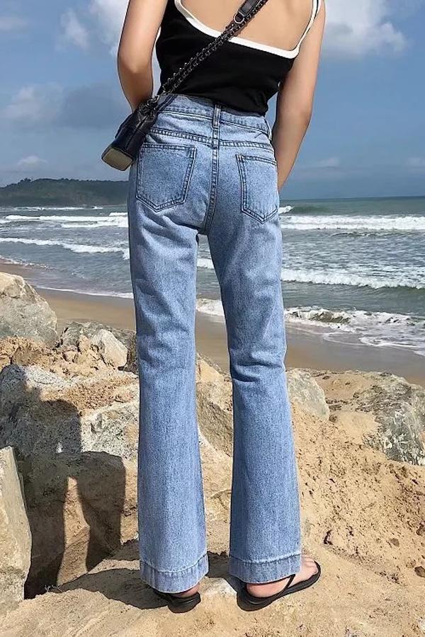 High-Waist Schlaghose – Hellblau